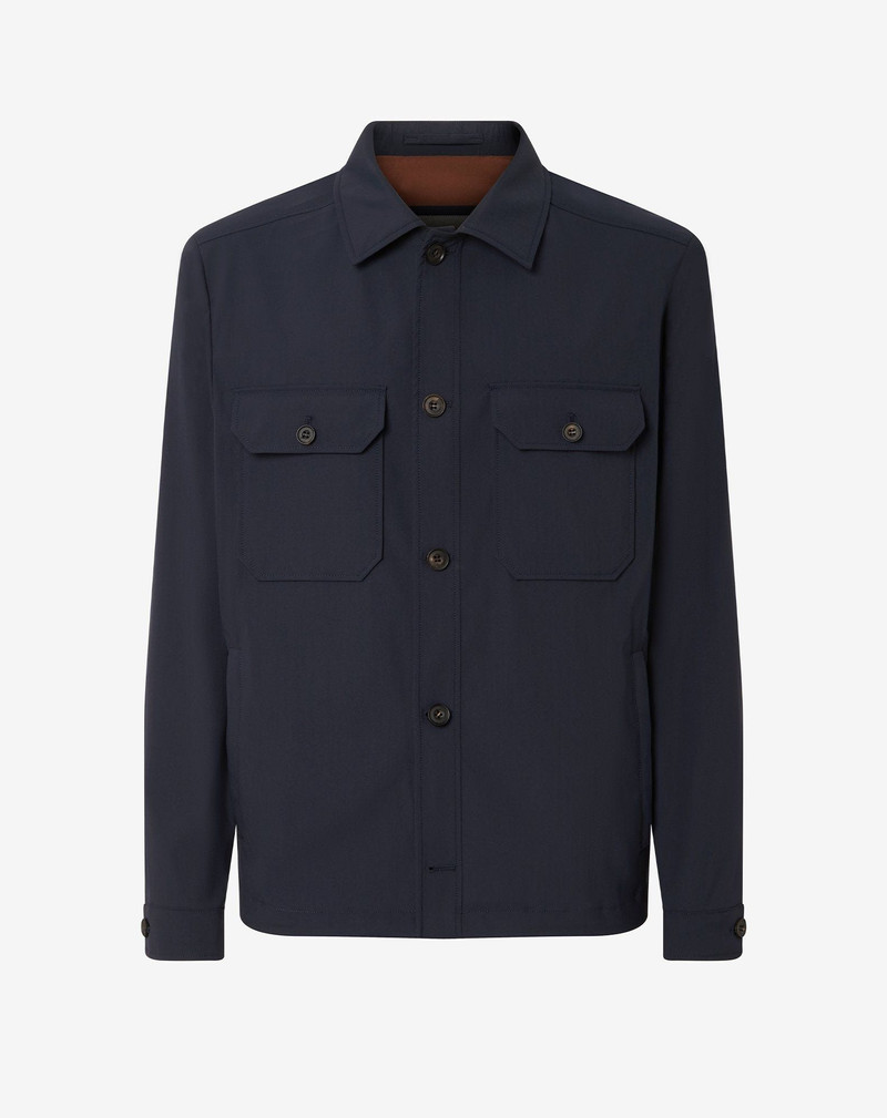 Dark blue technical wool overshirt 1