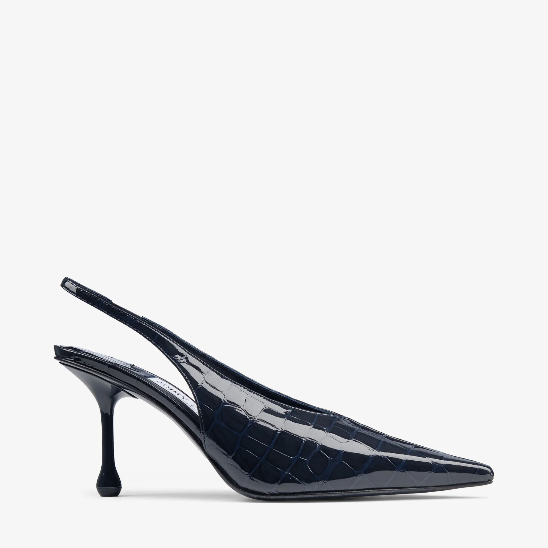 Isa 80 Marine Shiny Croc Embossed Leather Slingbacks - 1