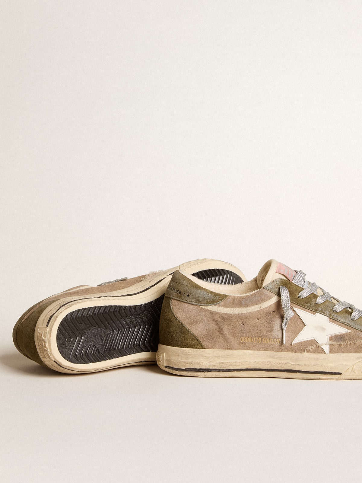 Super-Star LTD in dove-gray suede with leather star and suede heel tab - 3