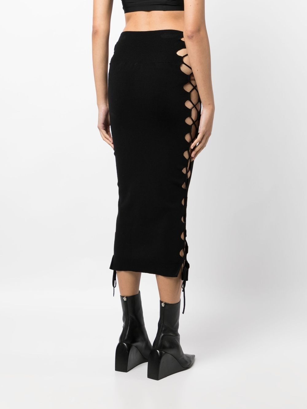 lace-up detailed knitted skirt - 4