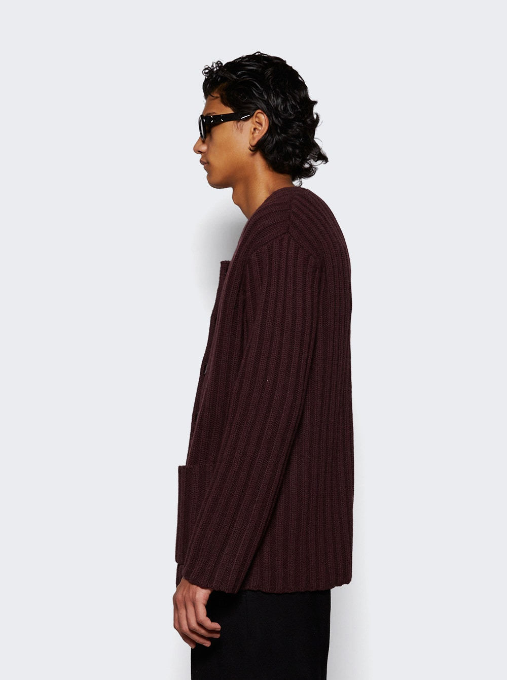 Scoop Neck Cardigan Burgundy - 4