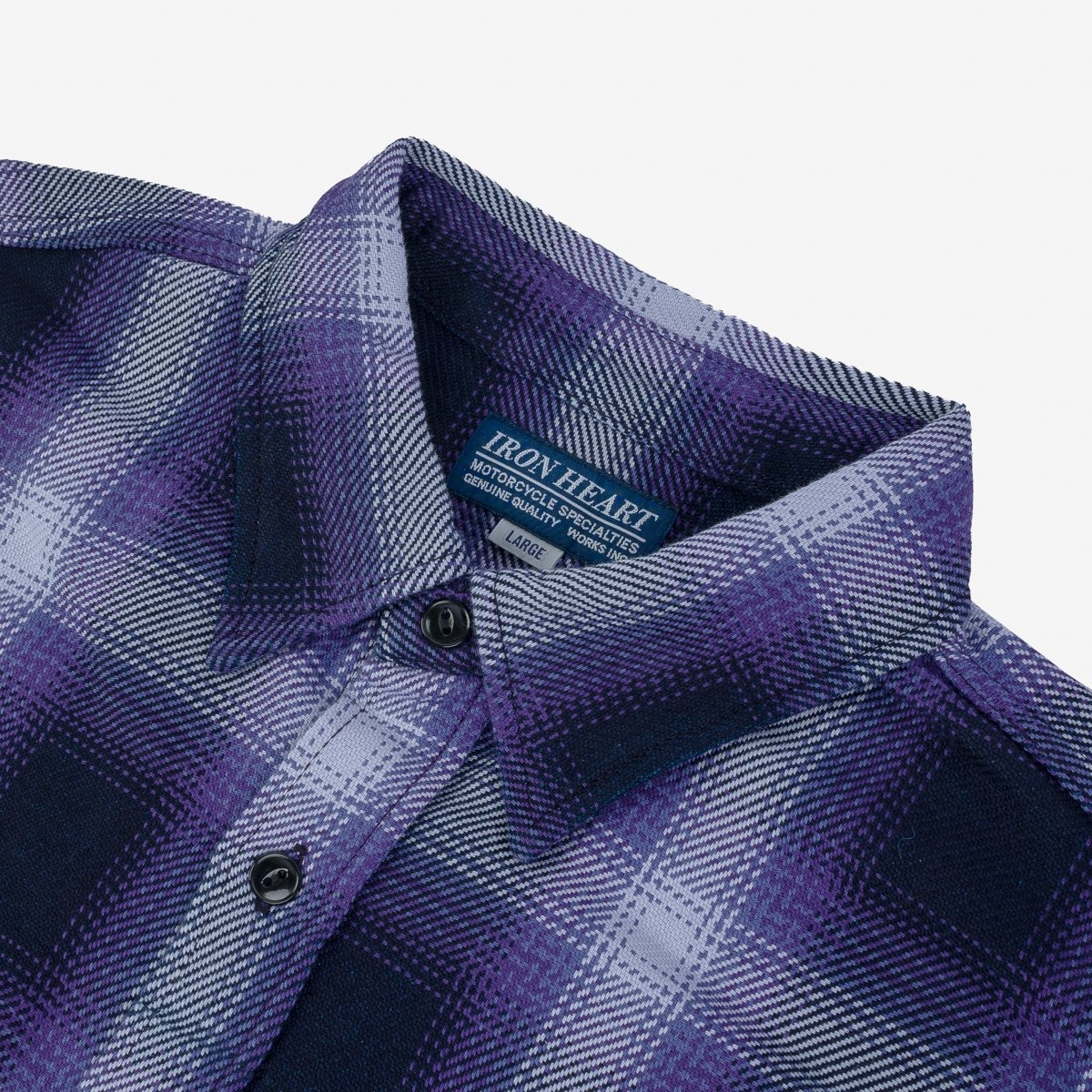 IHWF-001 9oz Selvedge Ombré Check Work Shirt - Purple - 6