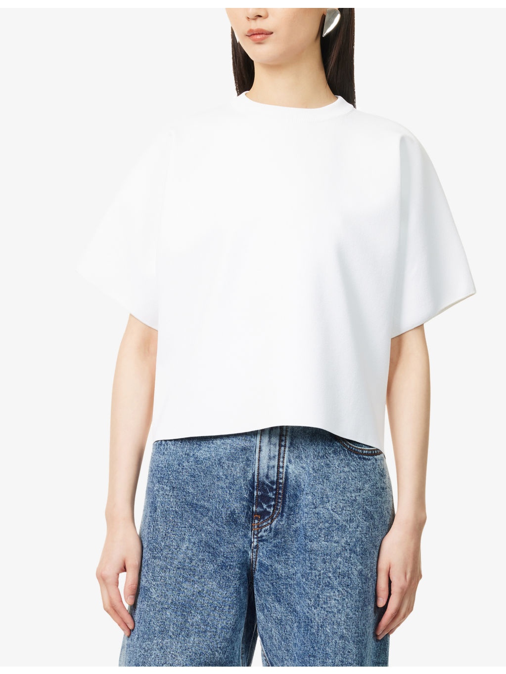 Open-Back Round-Neck Stretch-Crepe T-Shirt - 3