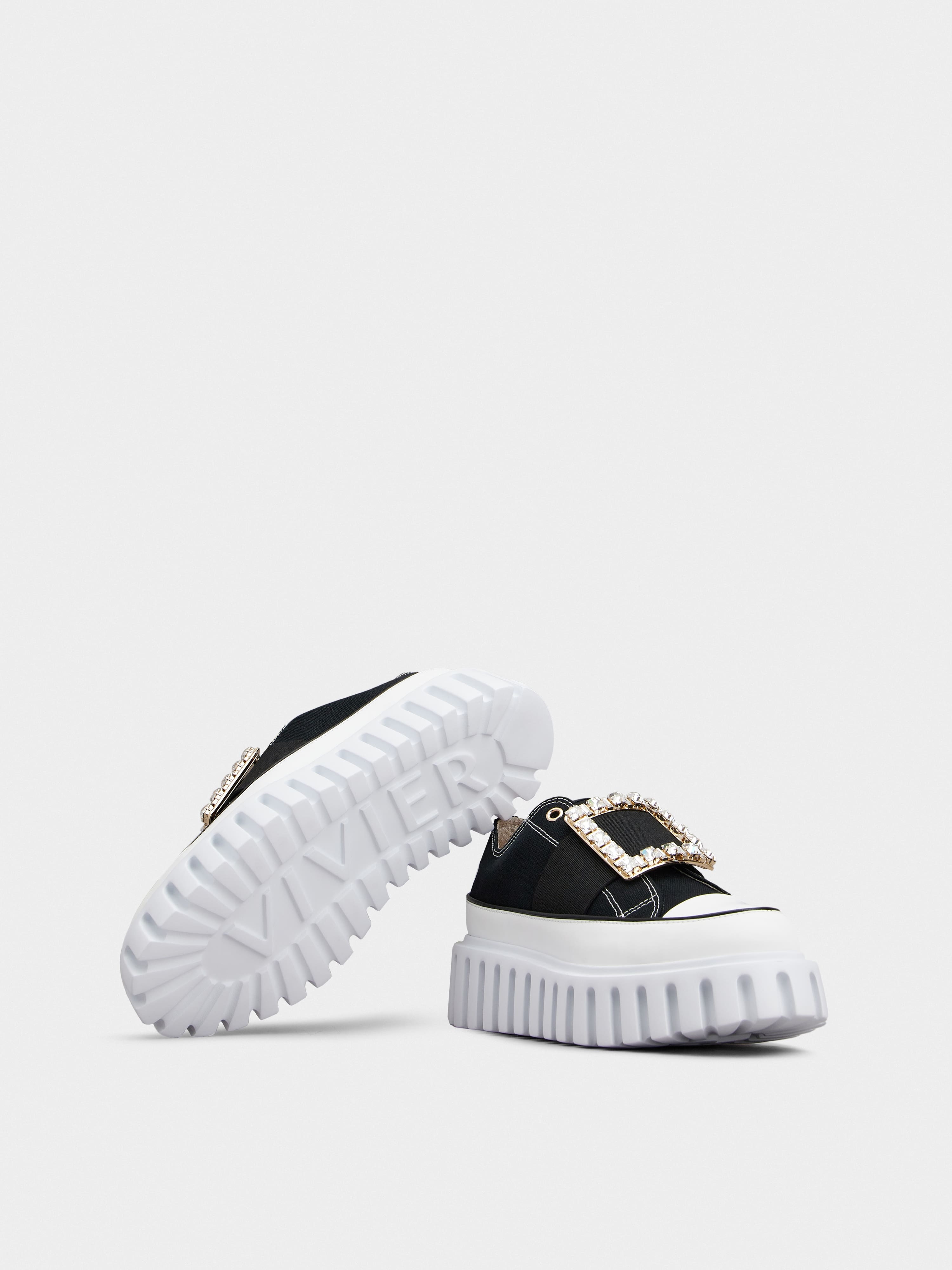 Viv' Go-Thick Strass Buckle Slip-on Sneakers in Canvas - 6