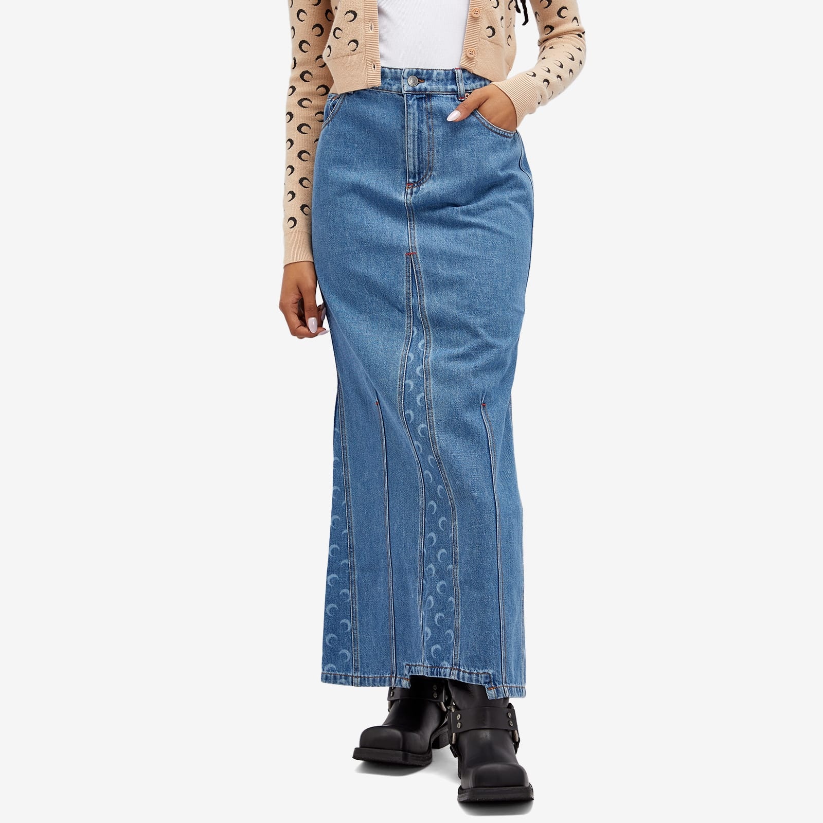【MARINE SERRE】 Skirt woman Marine Serre デニムスカート Moon Laser Denim Mini Skirt • Marine Serre