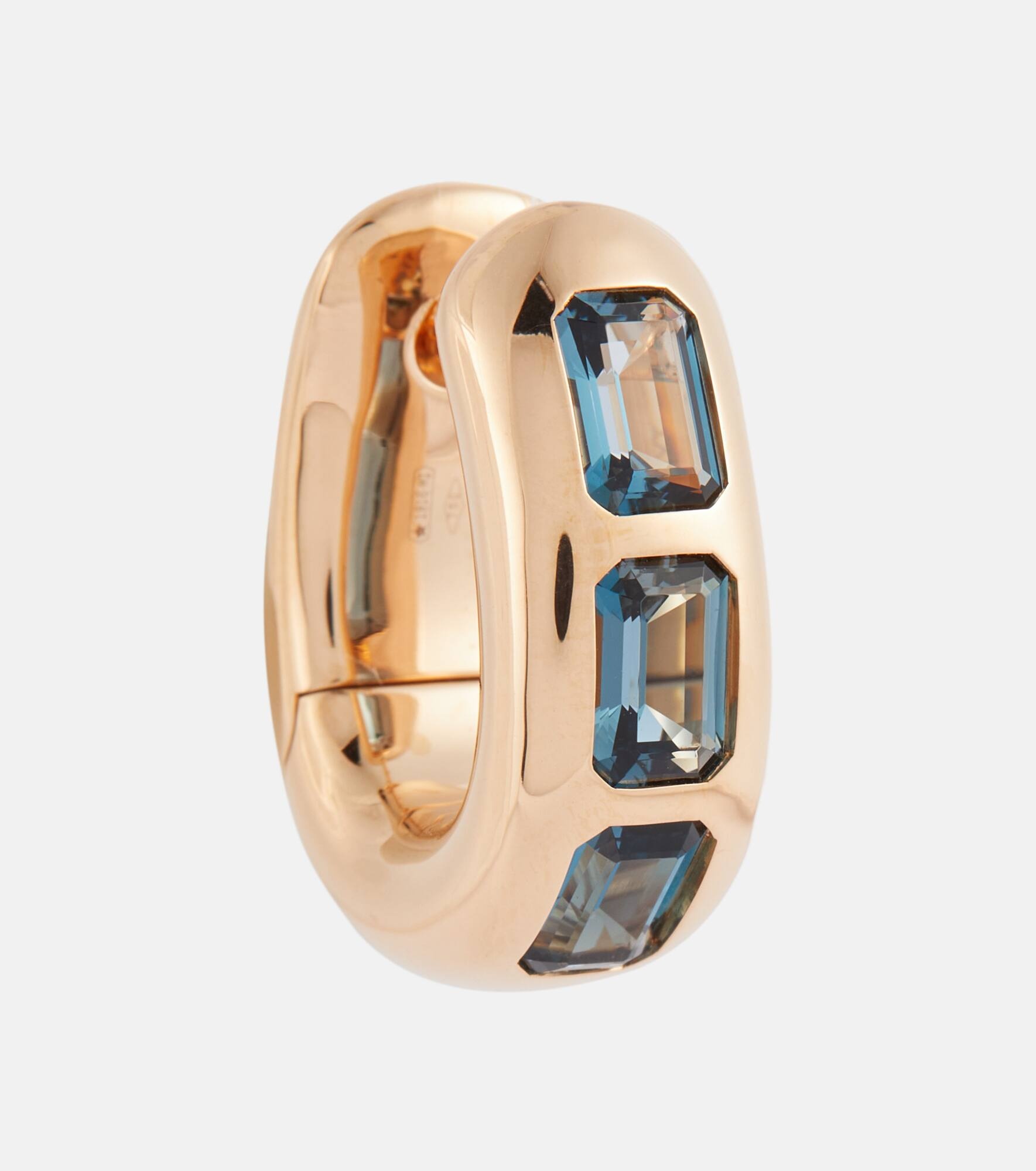 Iconica 18kt rose gold earrings with blue topaz - 4
