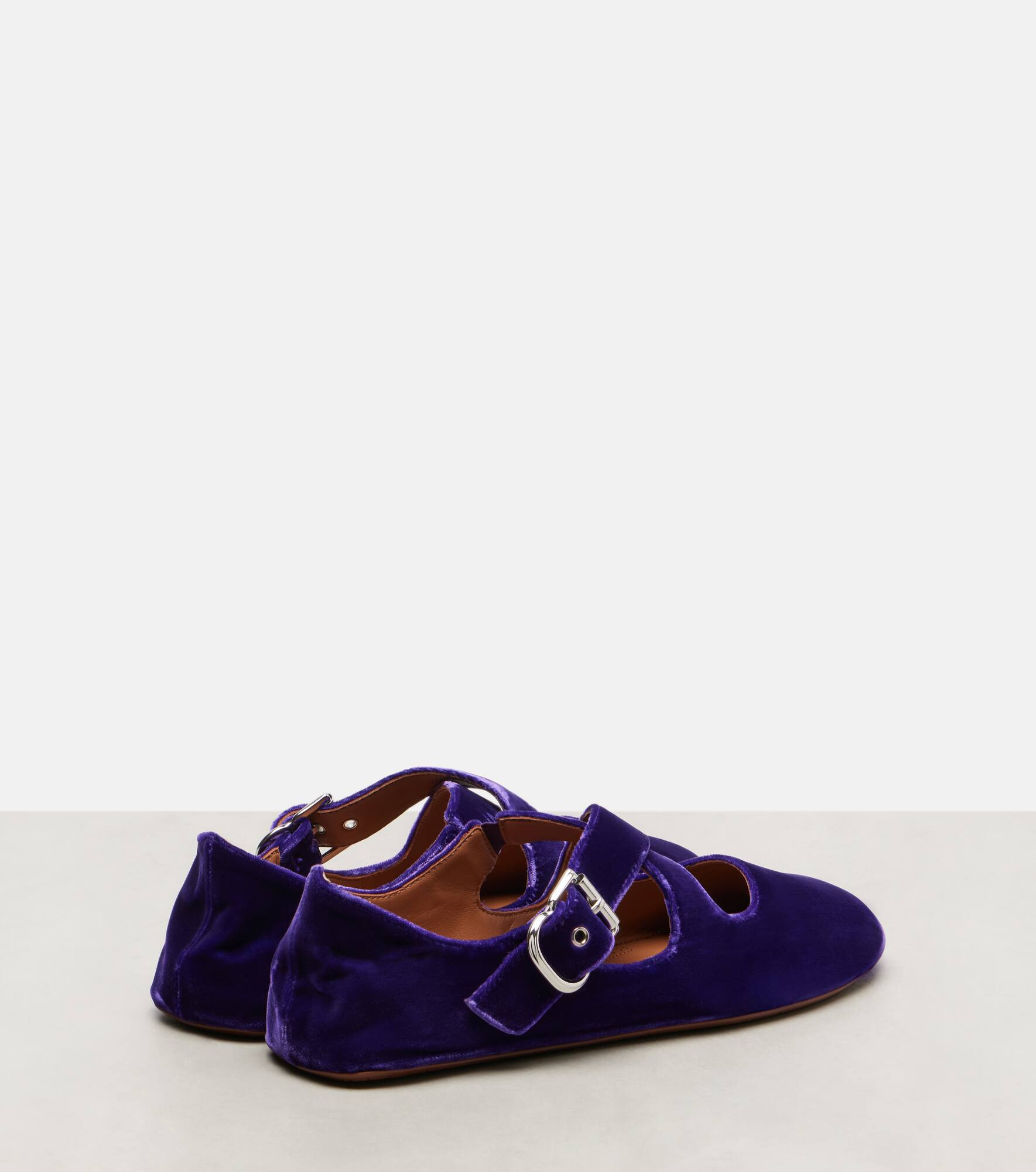 Criss Cross velvet Mary Jane flats - 2