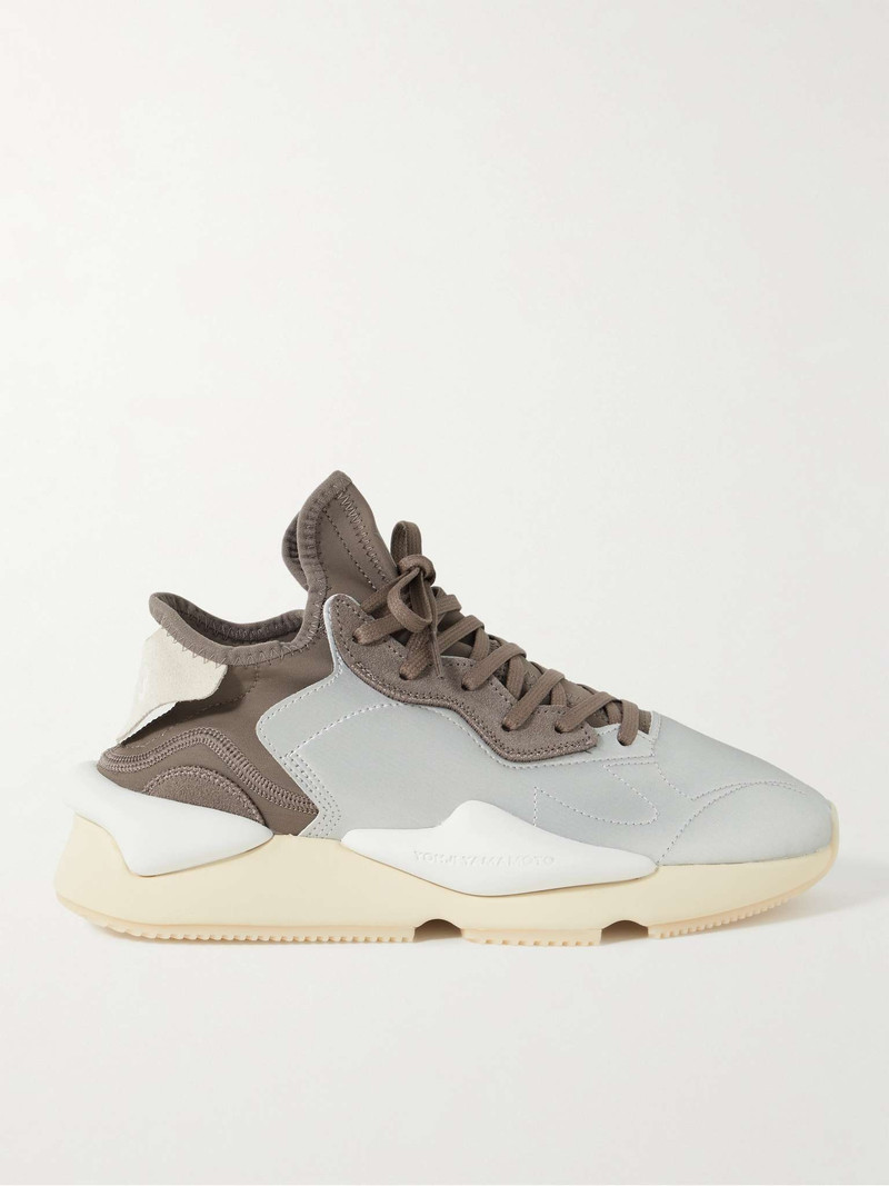 Kaiwa Neoprene-Trimmed Full-Grain Leather Sneakers 1