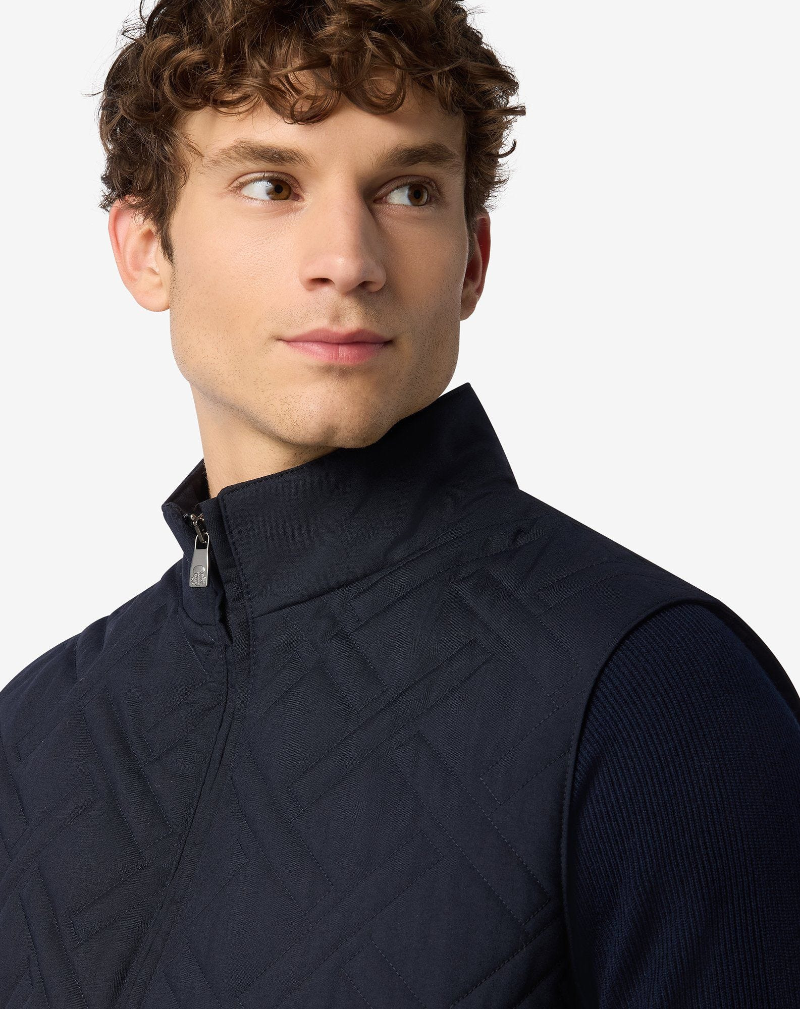 Blue padded vest in technical fabric - 4