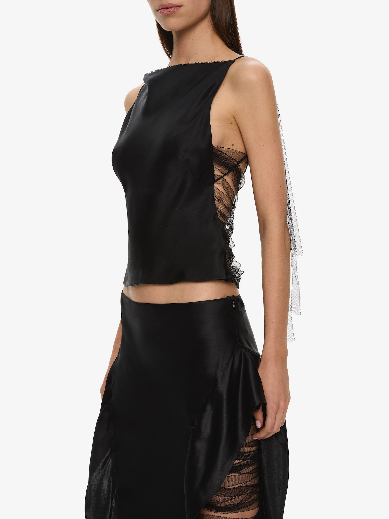 Lattice Lace Silk Top - 3