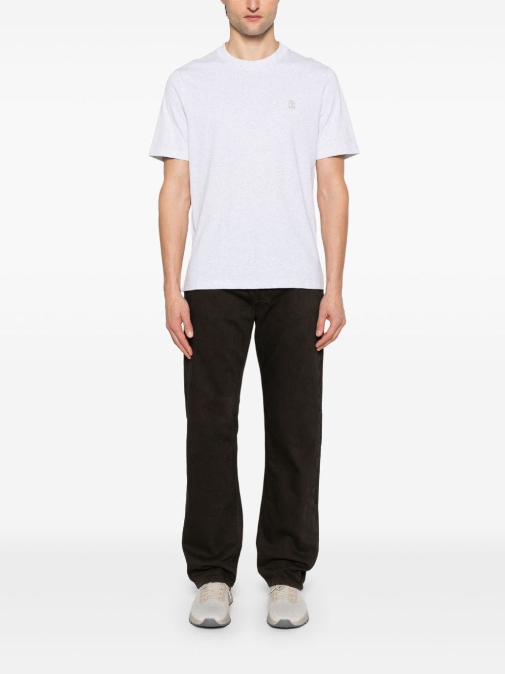 Brunello Cucinelli Men Cotton Jersey Crew-Neck T-Shirt With Logo - 2