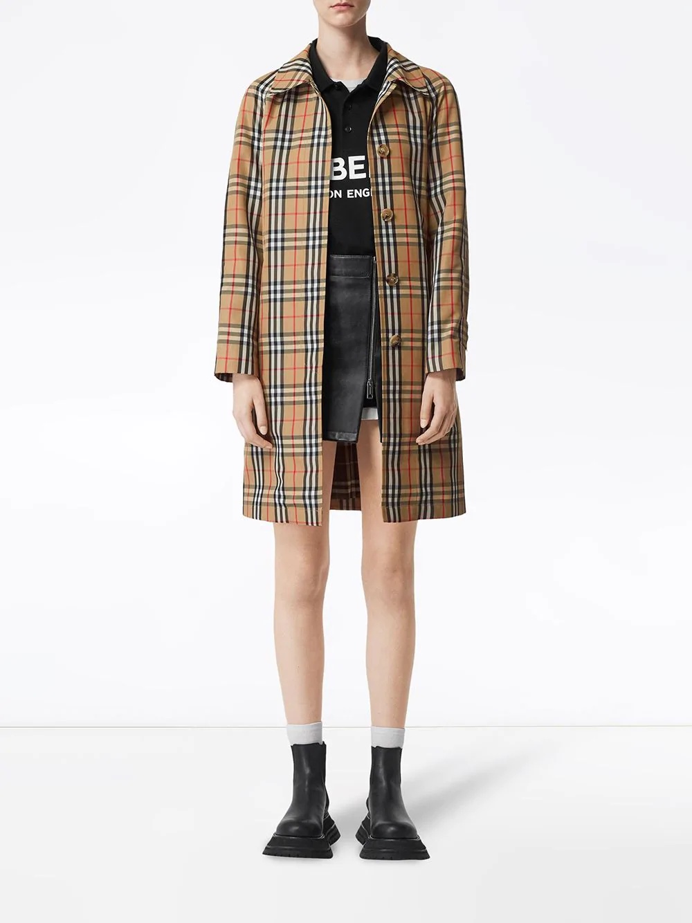 Vintage Check belted trench coat - 3