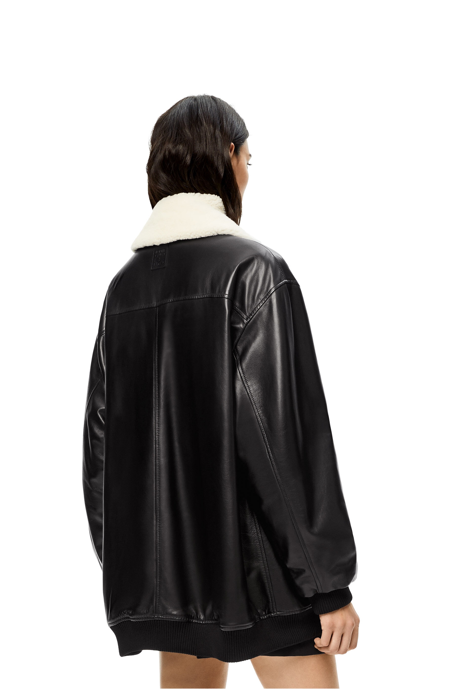 Shearling collar bomber jacket in nappa - 4