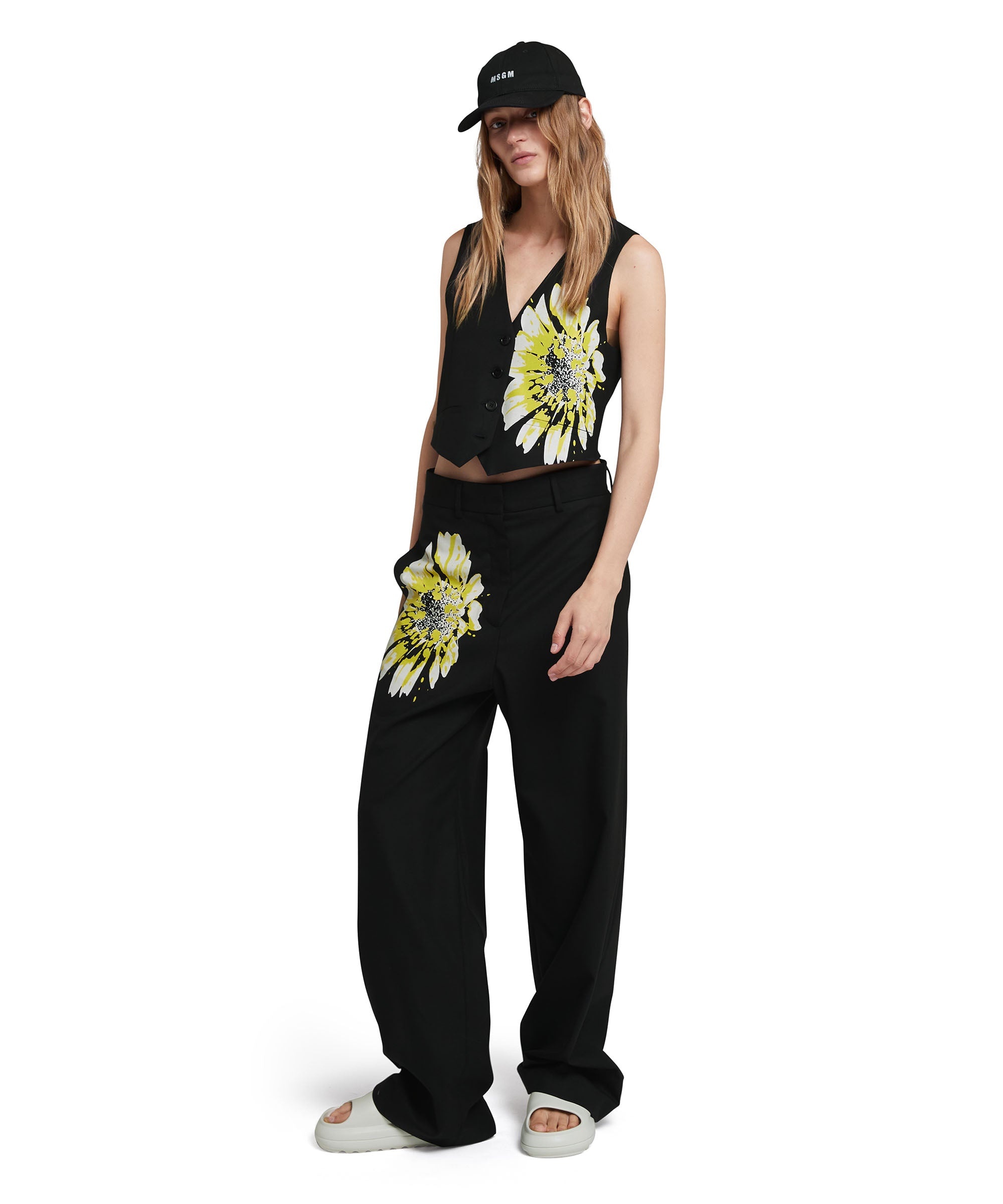 Fresh wool vest with daisy print - 5