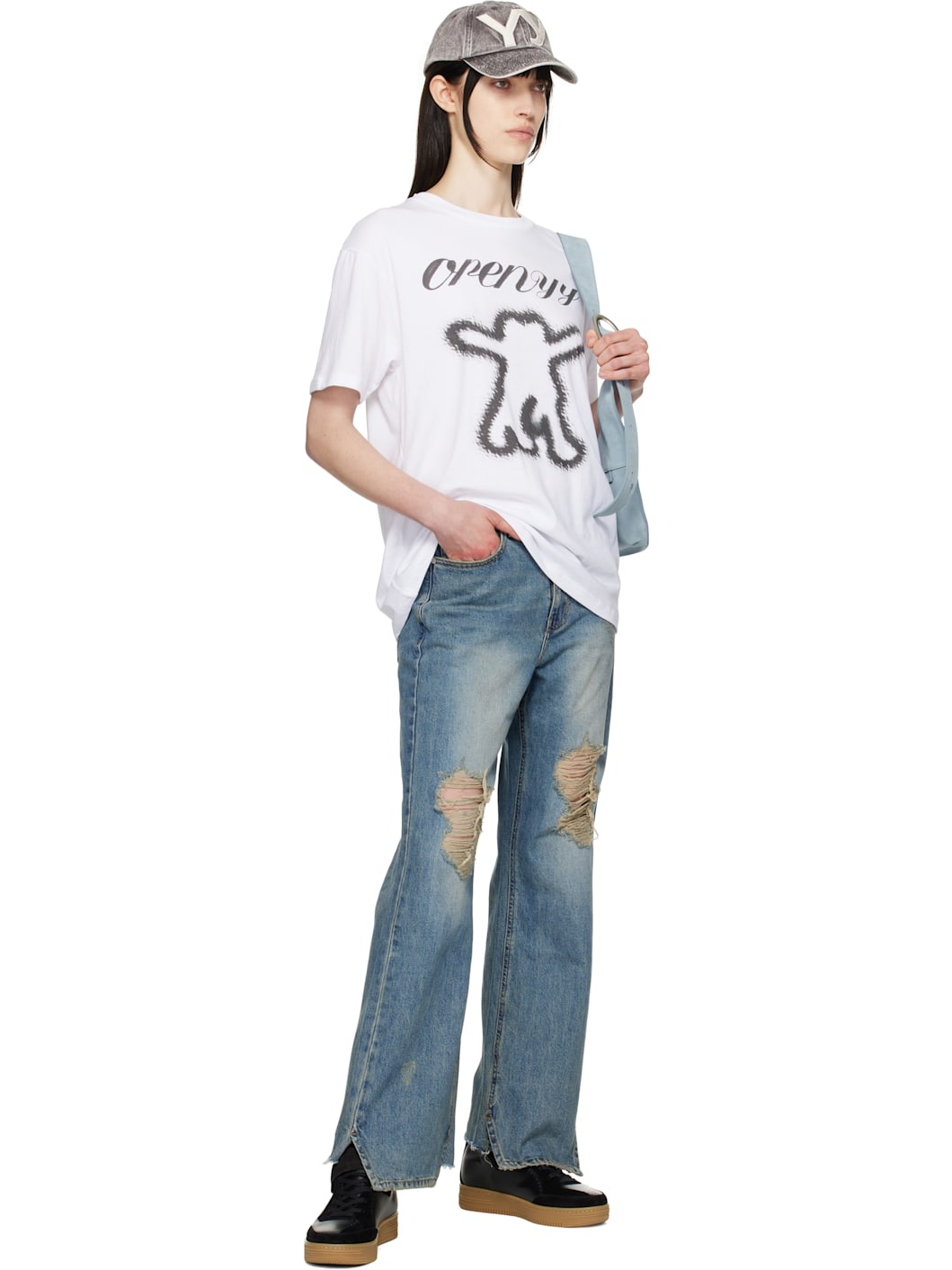OPEN YY White YY Symbol T-shirt | REVERSIBLE