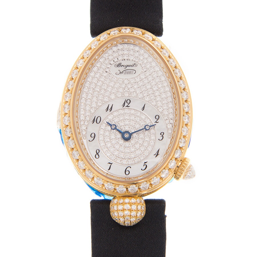 Breguet Reine de Naples Diamond Pave Dial Black Satin Ladies Watch 8928BA8D844DD0D - 2