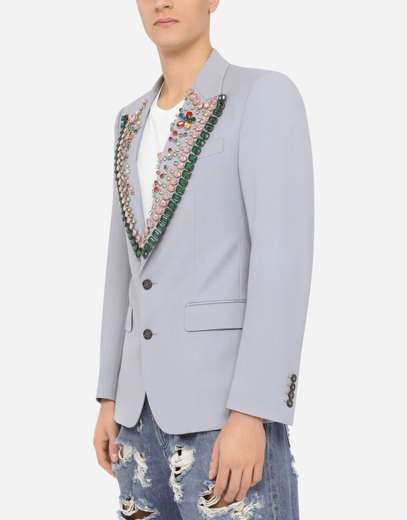 Stretch wool Sicilia-fit jacket with crystal embellishment 4