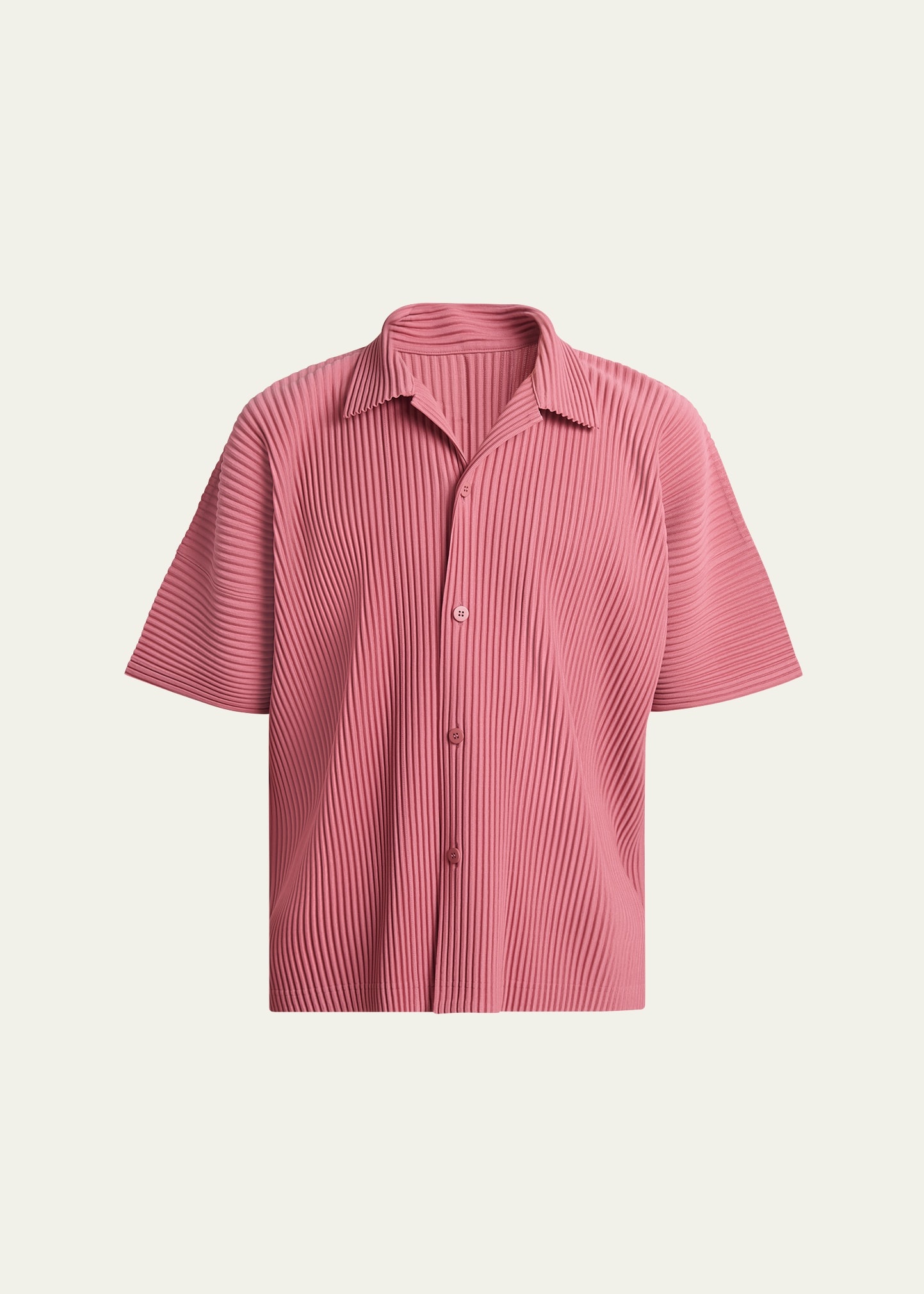 Men's Pleated Button-Down Shirt - 1