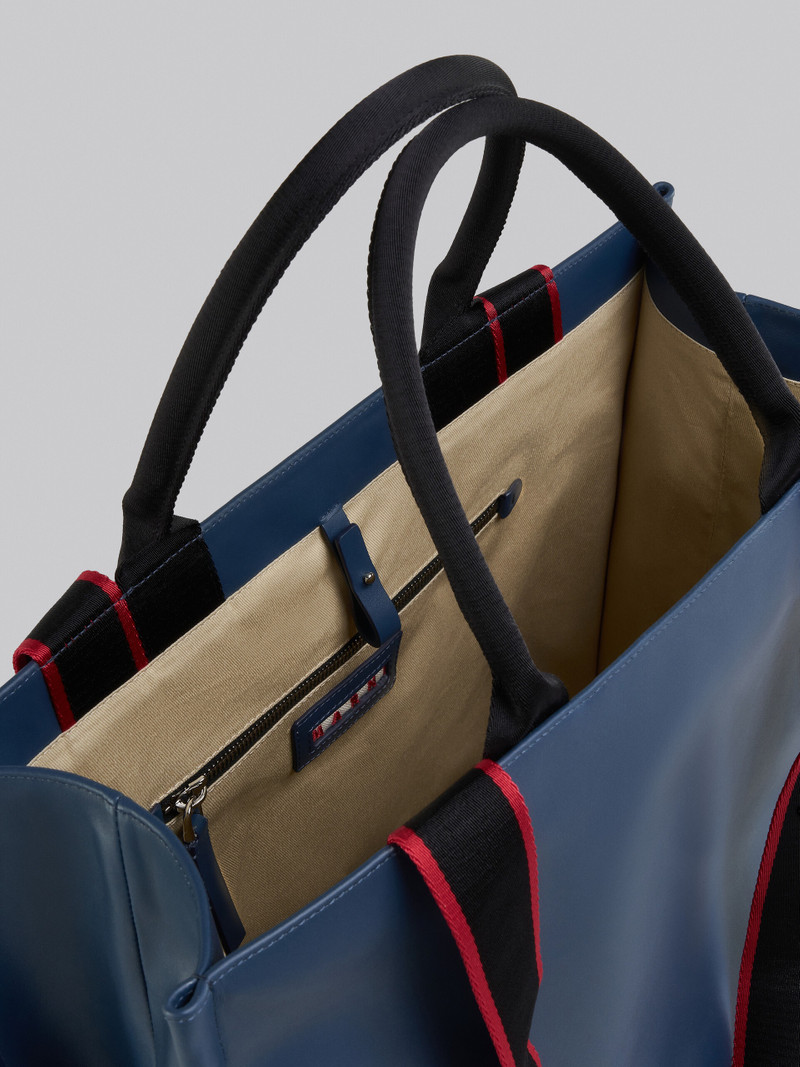 BEY TOTE BAG IN BLUE LEATHER 4