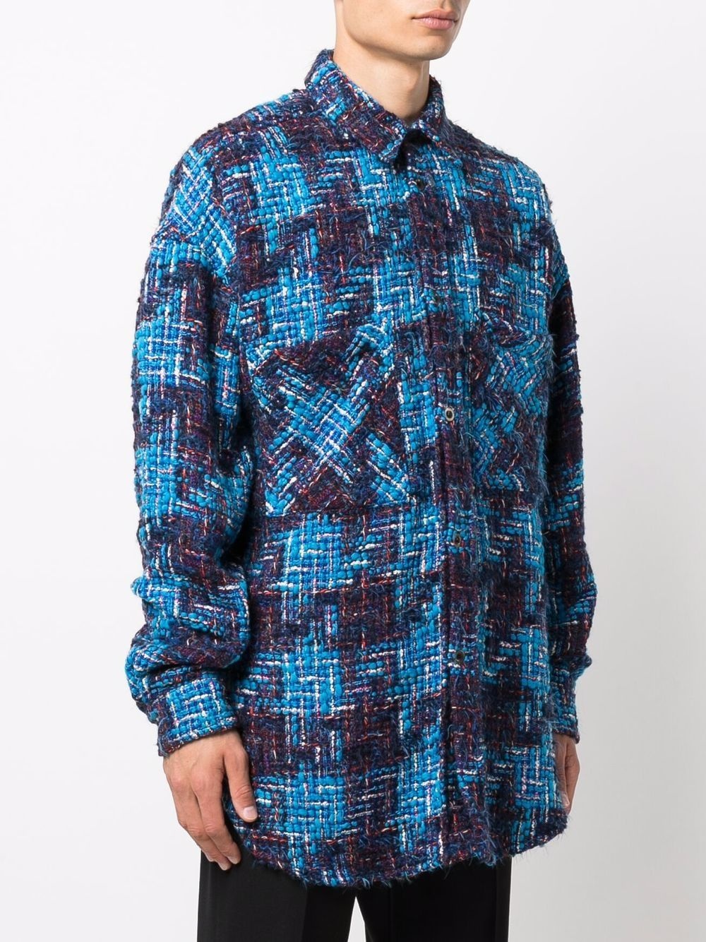 houndstooth-pattern bouclé shirt - 3