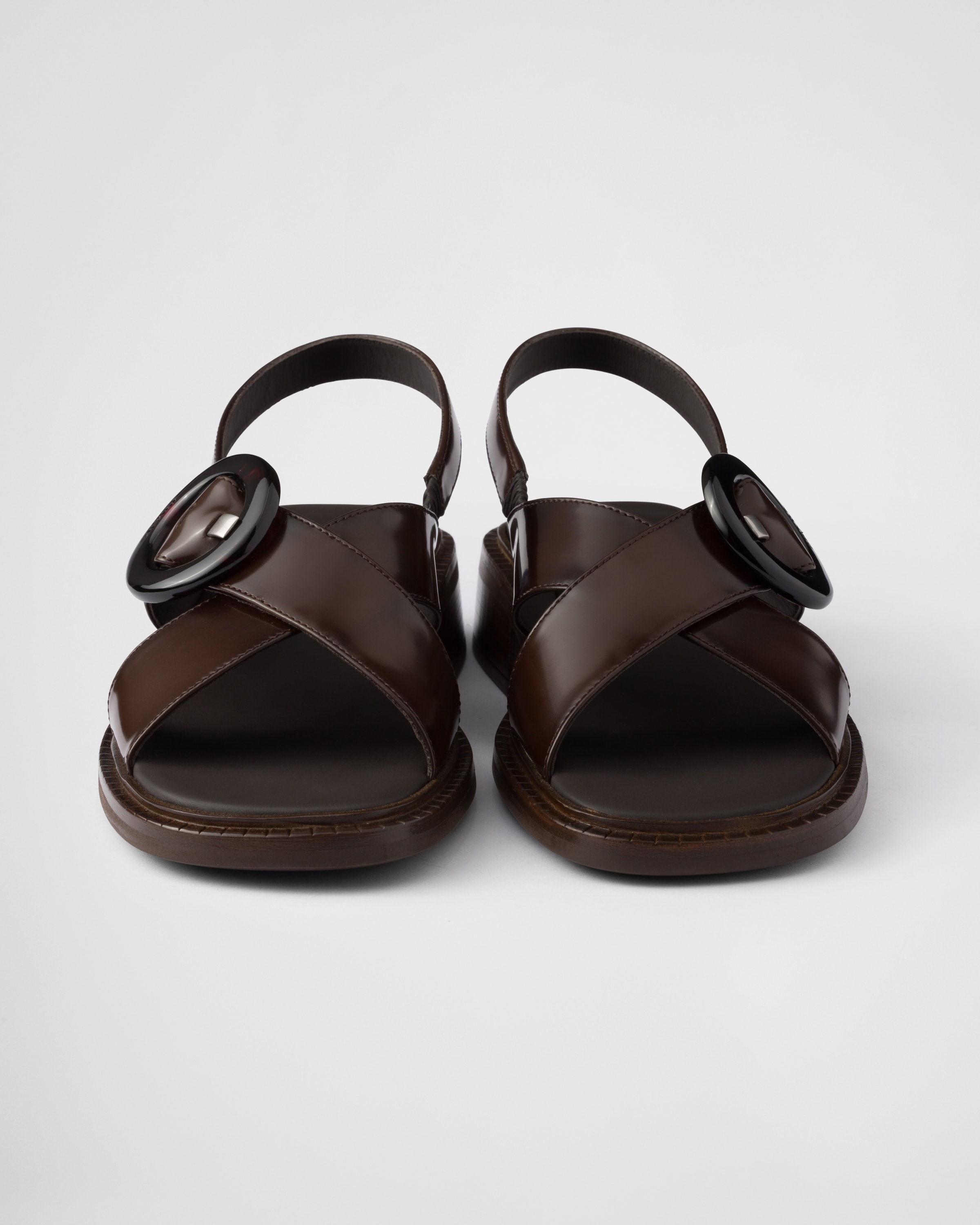 Brushed leather sandals with buckle - 6