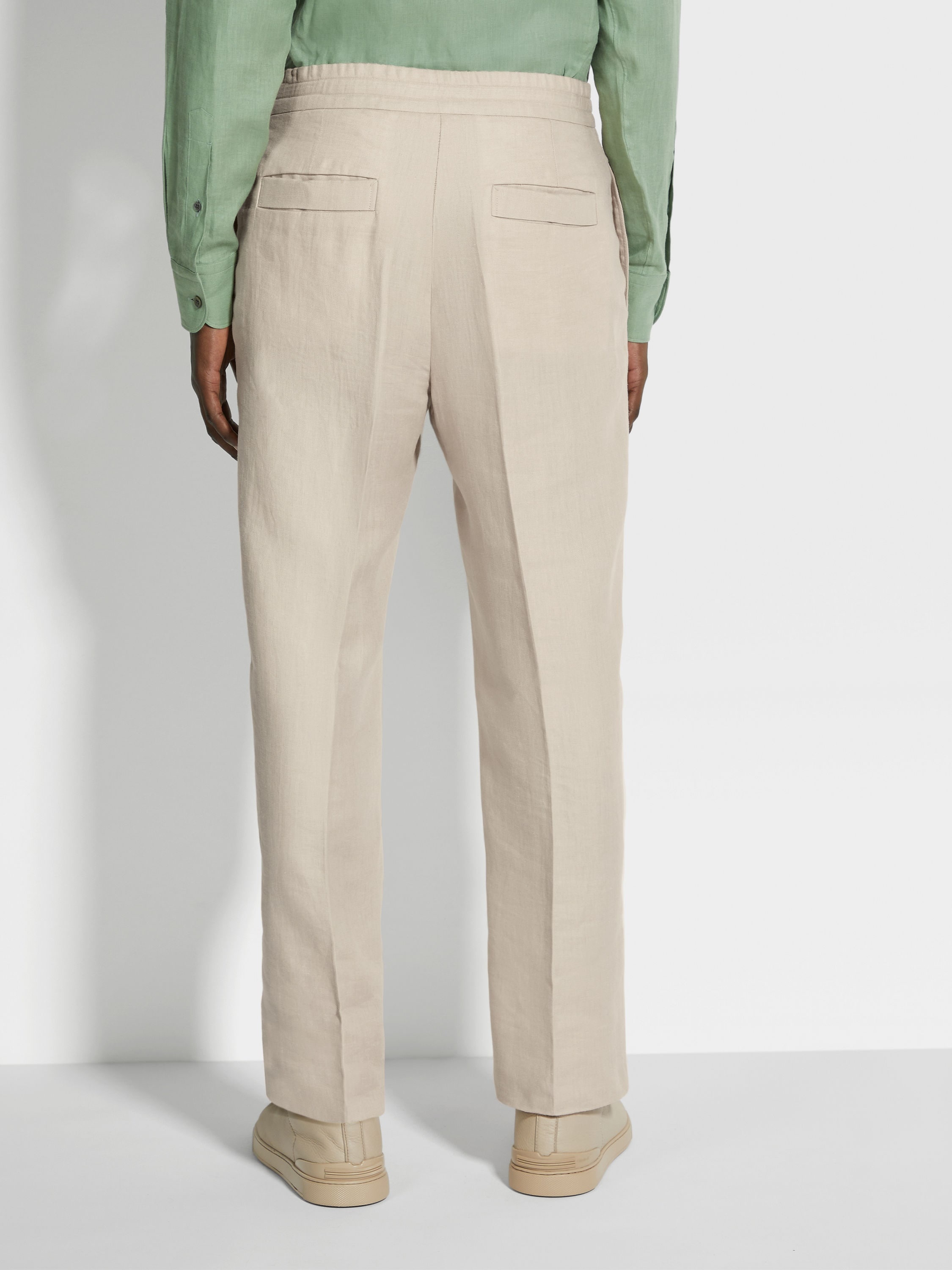 LIGHT BEIGE OASI LINO PANTS - 6