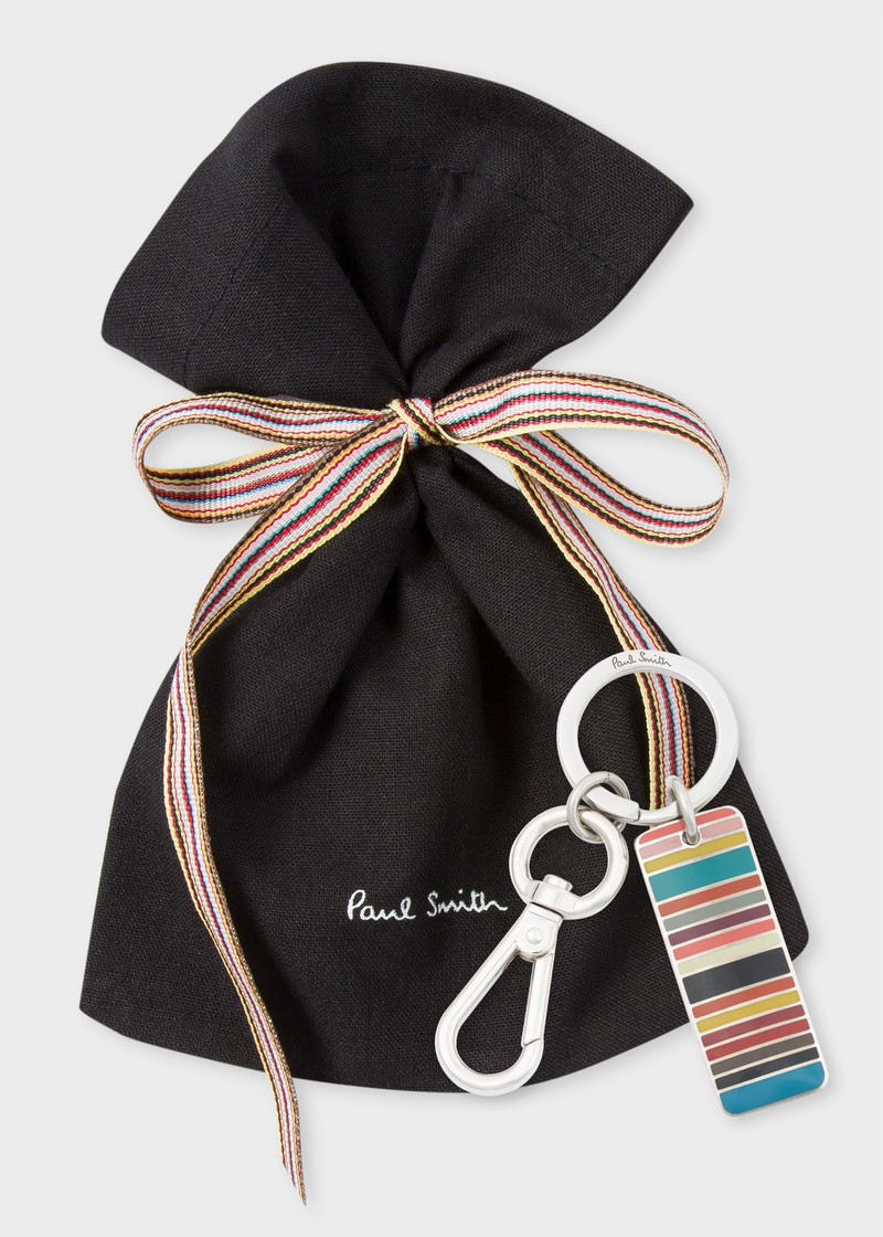 'Signature Stripe' Tag Metal Keyring 4
