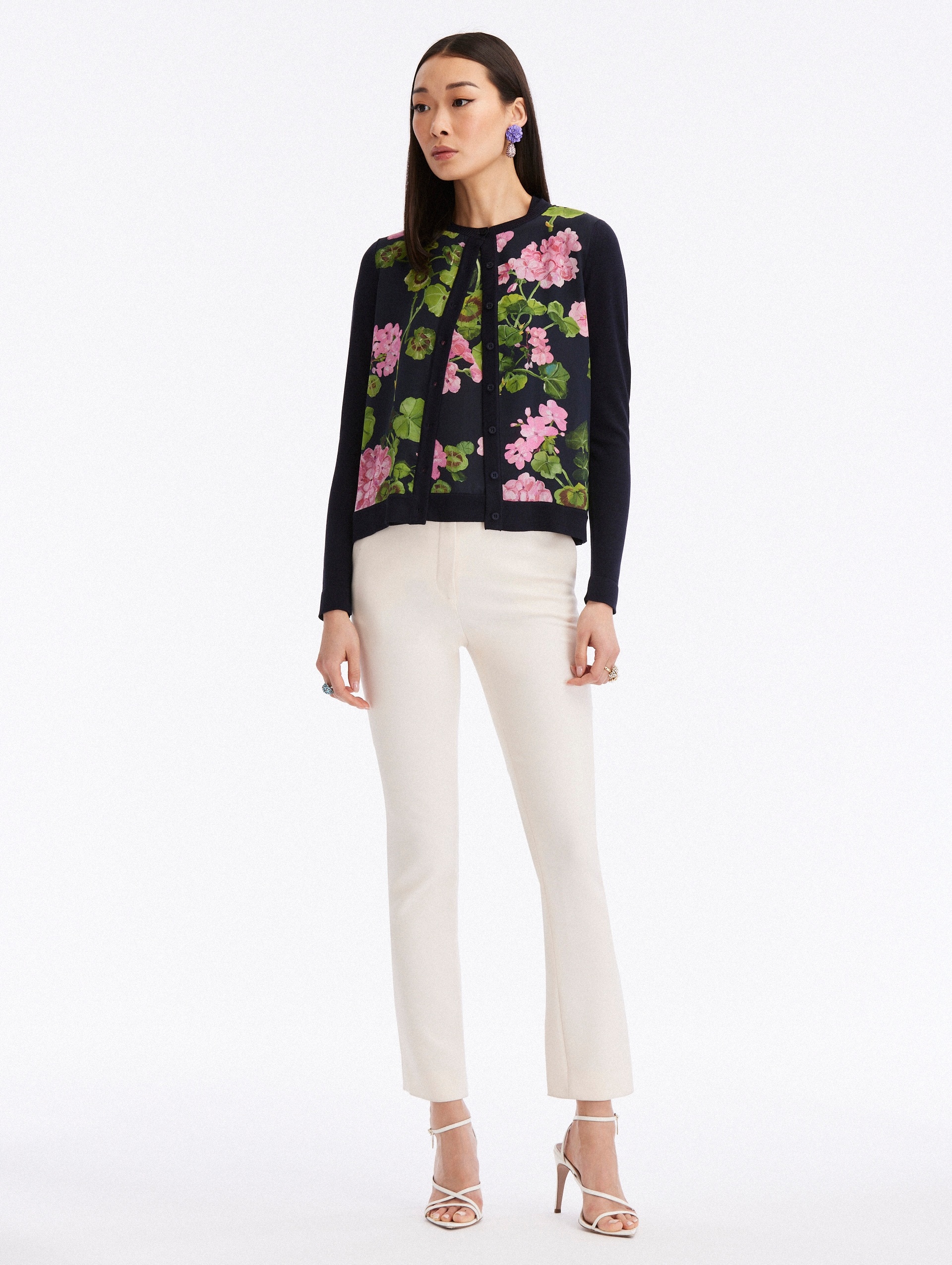 GERANIUM SILK INSET CARDIGAN - 2