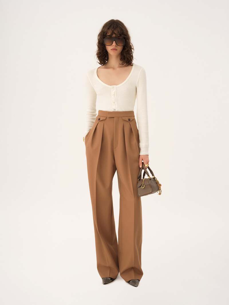 Chloé HIGH-RISE GATHERED PANTS IN WOOL GABARDINE outlook