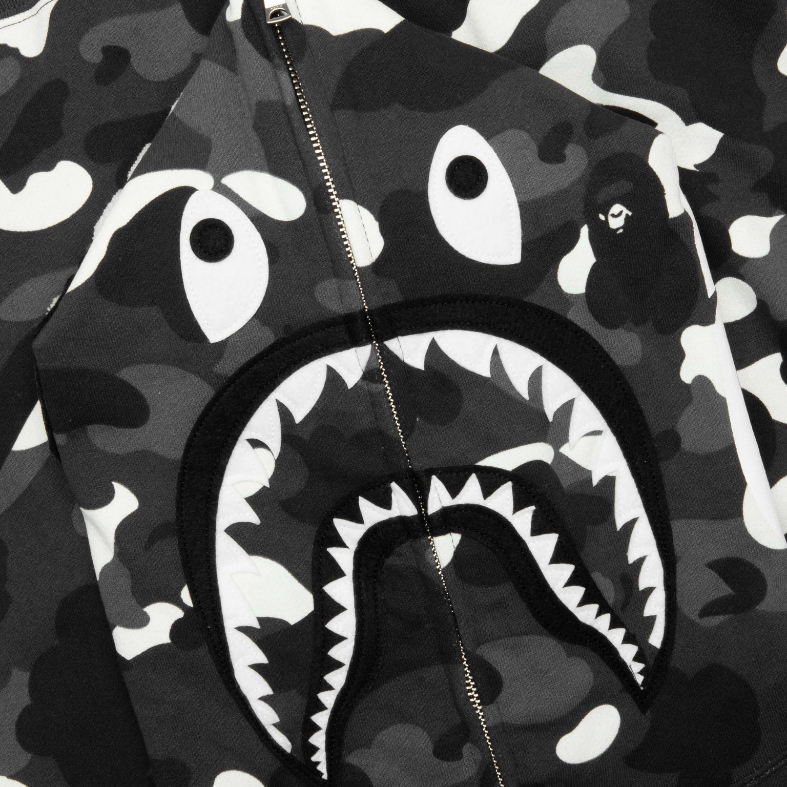 CITY CAMO SHARK FULL ZIP HOODIE - BLACK - 3