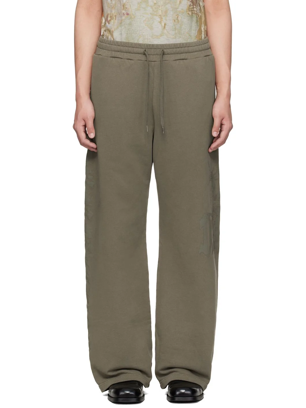 Brown Treated Logo Print Sweatpants - 1