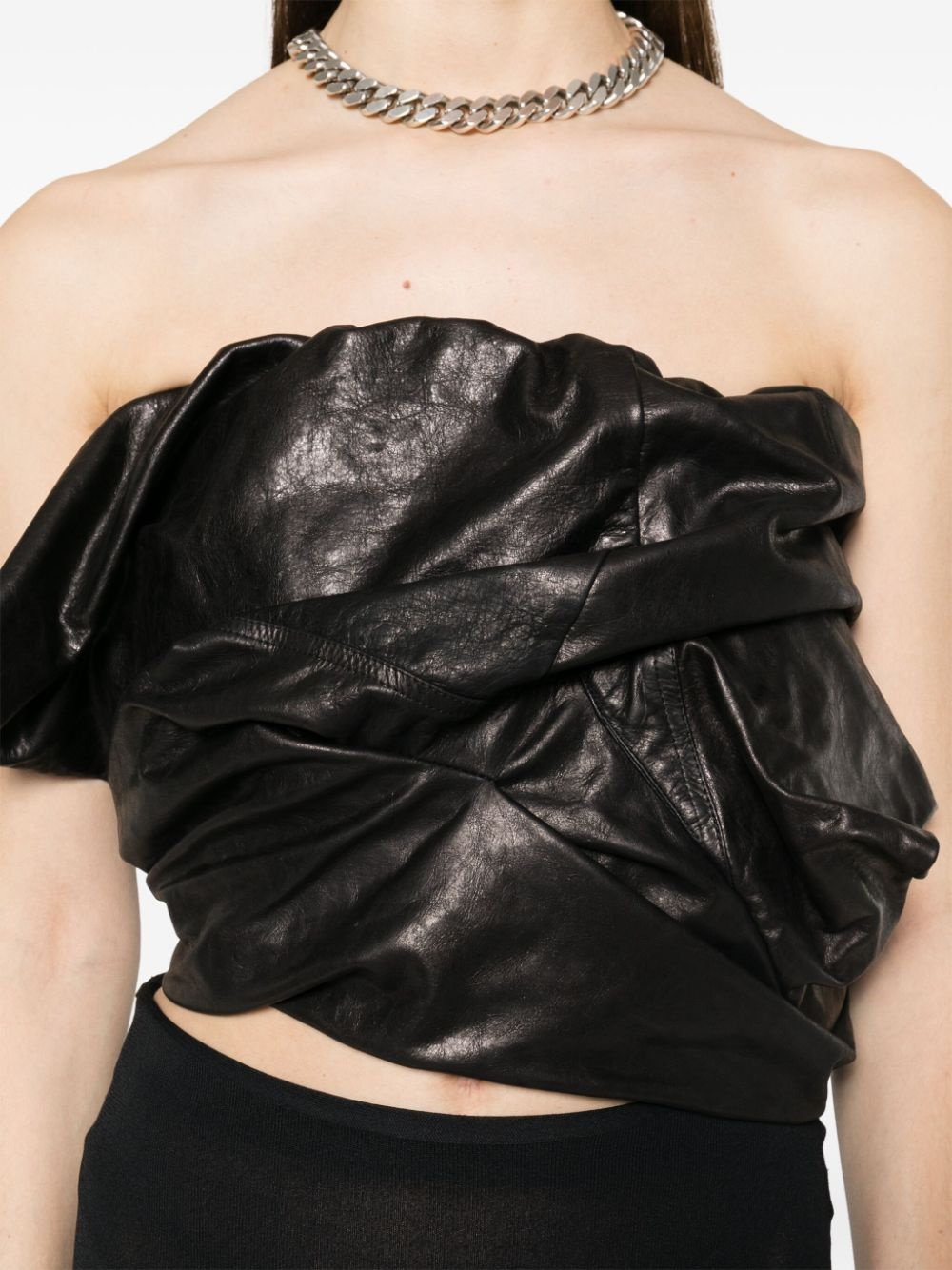 Draped Bustier leather top - 5