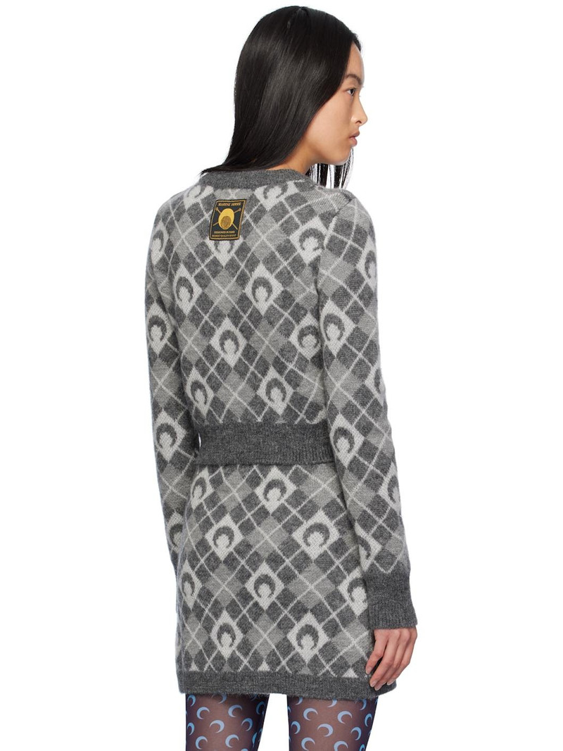 Gray Moon Argyle Knit Cropped Sweater 3