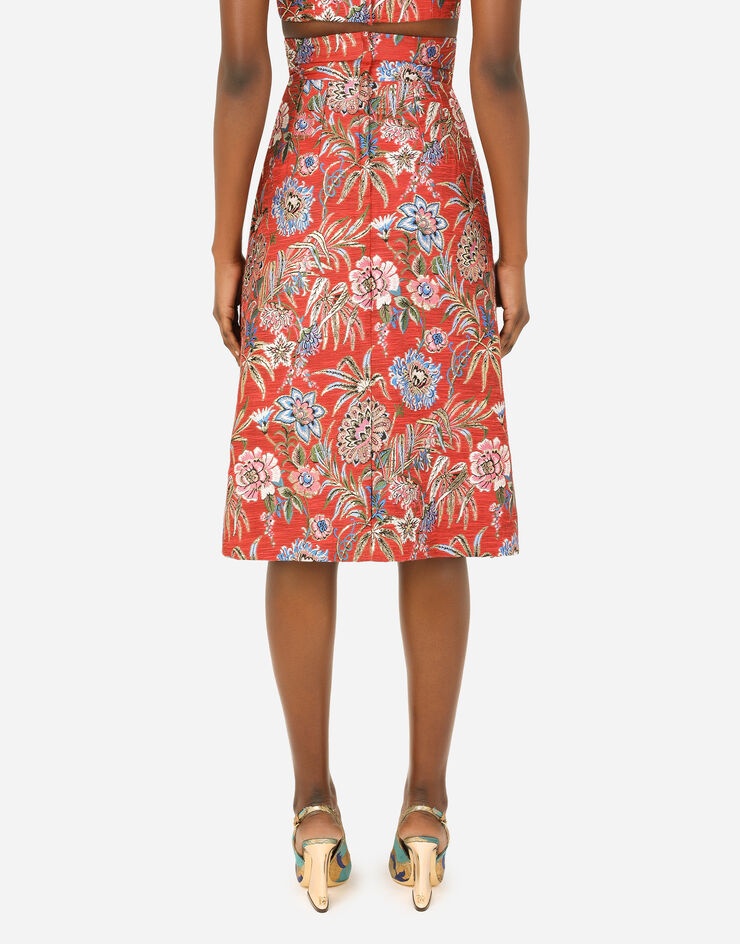 Floral lurex jacquard midi skirt - 2