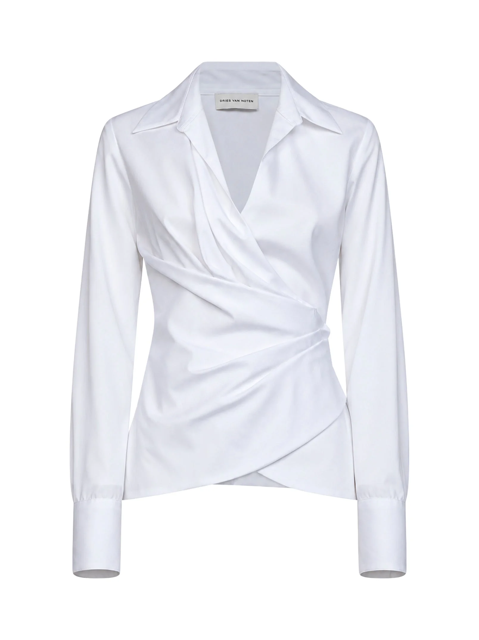 White cotton poplin wrap shirt - 1