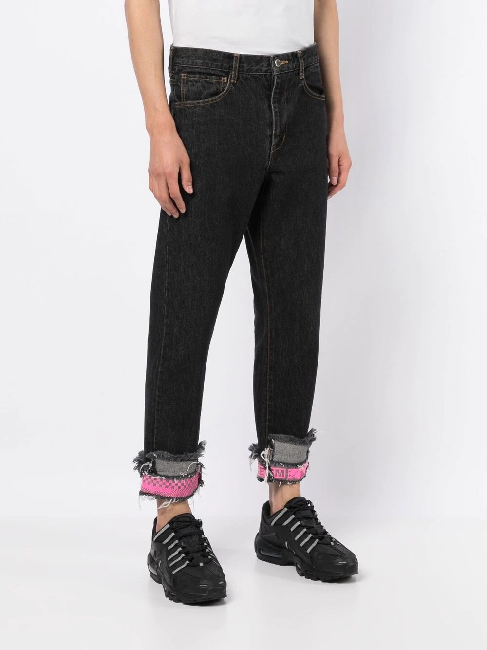 cropped patchwork jeans - 3