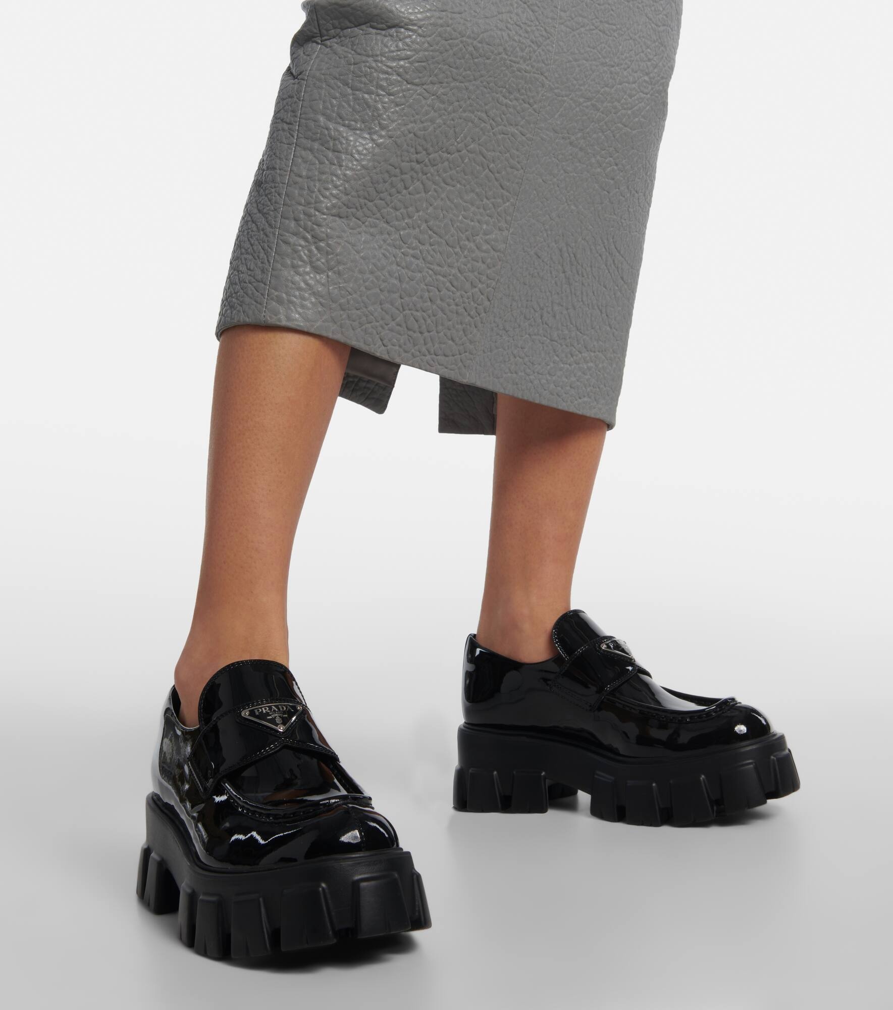 Monolith leather platform loafers - 4
