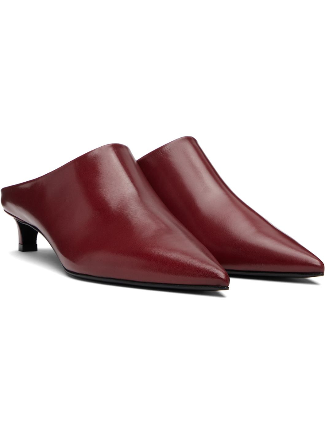 Red Pointed Toe Mule Heels - 4