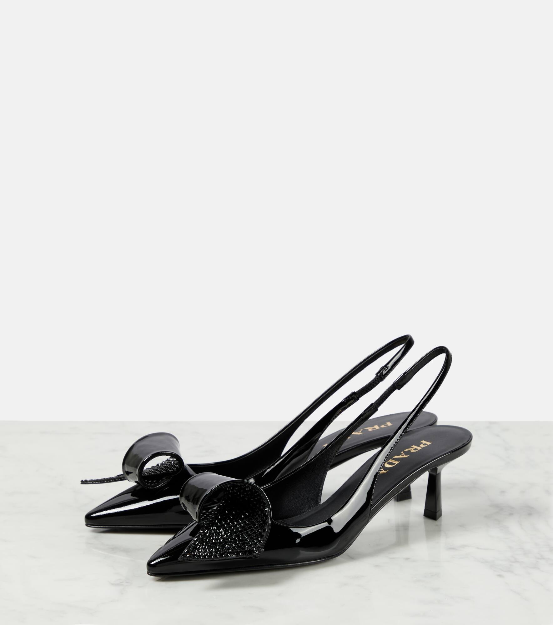 Embellished patent leather slingback pumps - 5