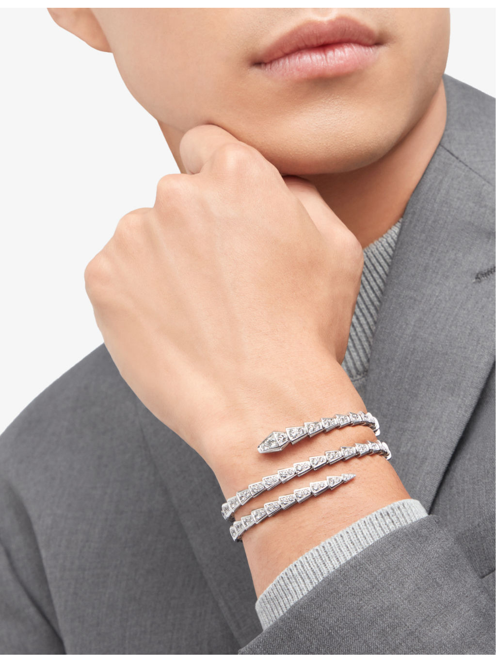 Serpenti Viper 18ct white-gold and 5.89ct brilliant-cut diamond bracelet - 6