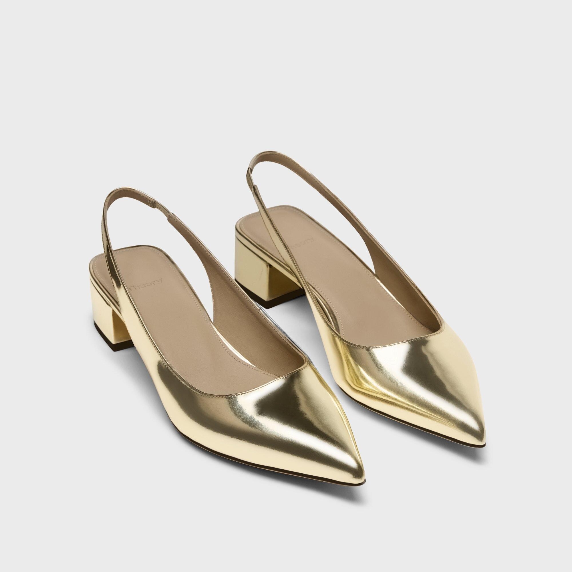 Slingback Pump in Metallic Leather - 5