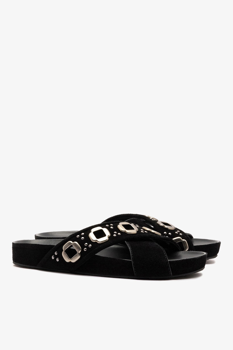 Larroudé Milan Studs Slide In Black Suede outlook