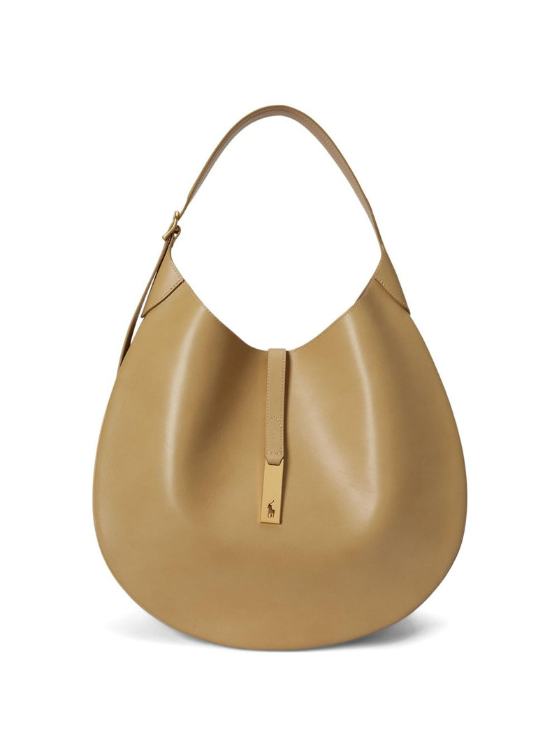 Pony-plaque leather shoulder bag 1