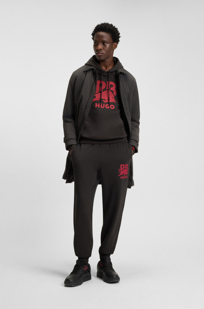HUGO HUGO X RB COTTON-TERRY TRACKSUIT BOTTOMS WITH BULL GRAPHIC outlook