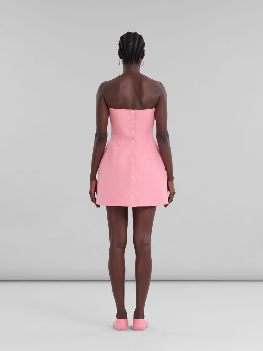 PINK CADY STRAPLESS MINI DRESS - 3
