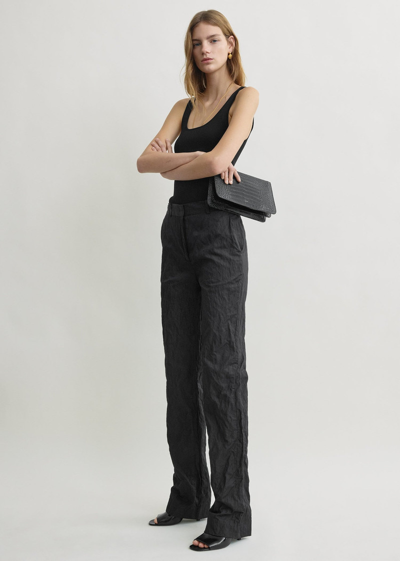 Crinkled cotton trousers black 3