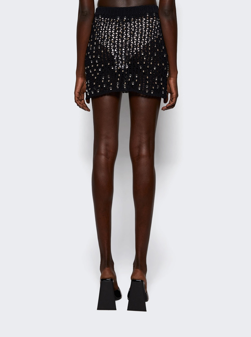 Beaded Knitted  Skirt Black - 4