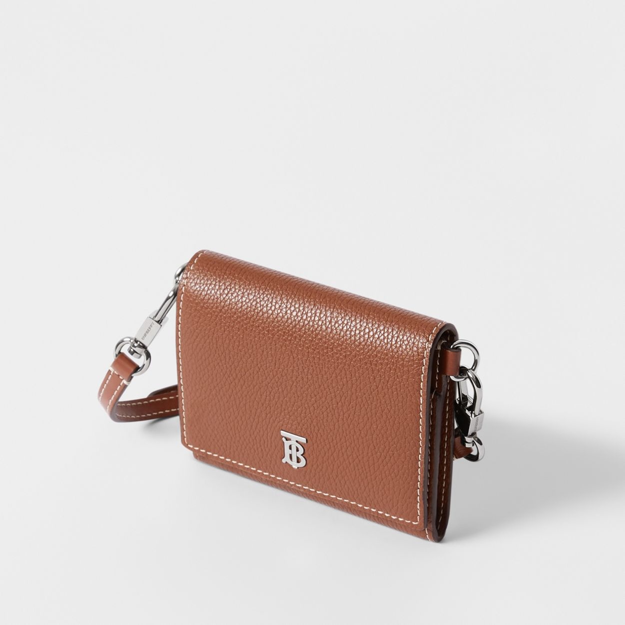 Small Grainy Leather Wallet with Detachable Strap - 5