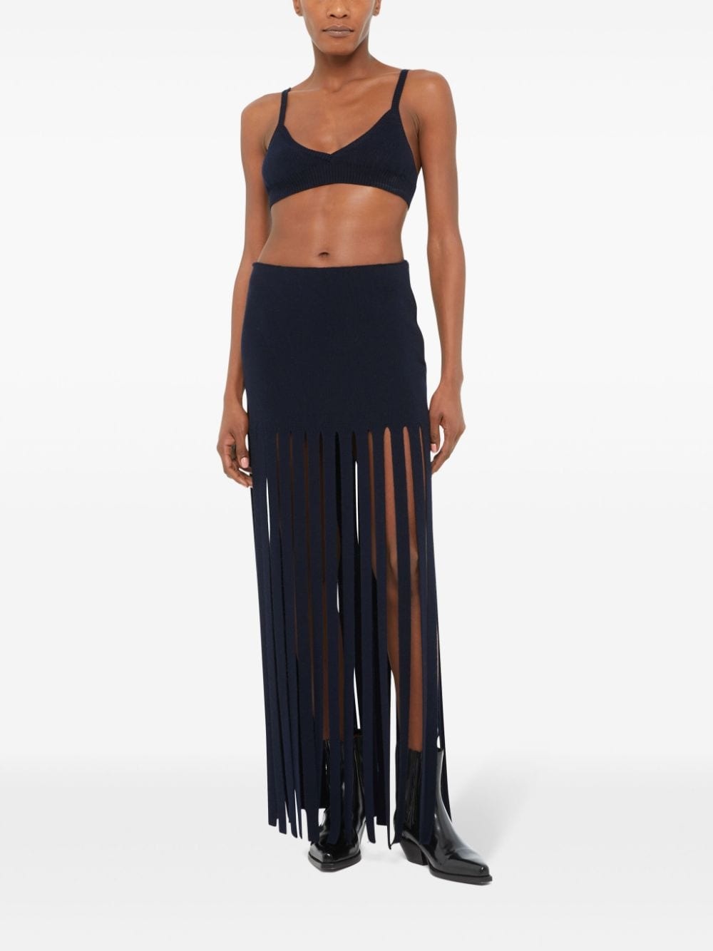 Eclectic fringed wool skirt - 3