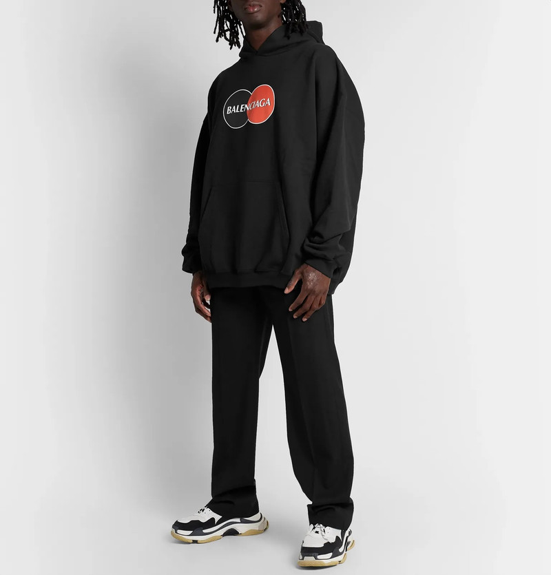 BALENCIAGA Oversized Logo-Print Loopback Cotton-Jersey Hoodie outlook